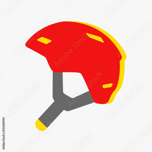 Ski helmet. Winter. Protective equipment. Slam logo. Colorful helmet. Vector illustration. EPS 10.