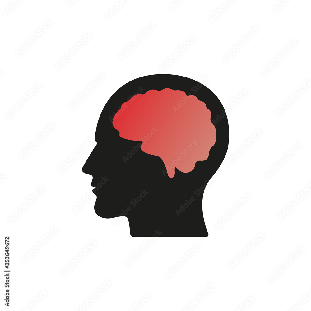 Head with brain vector icon EPS 10. Simple isolated silhouette symbol. Head with brain vector icon EPS 10. Simple isolated silhouette symbol.