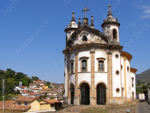 View of a church of Ouro Preto in minas gerais brazil