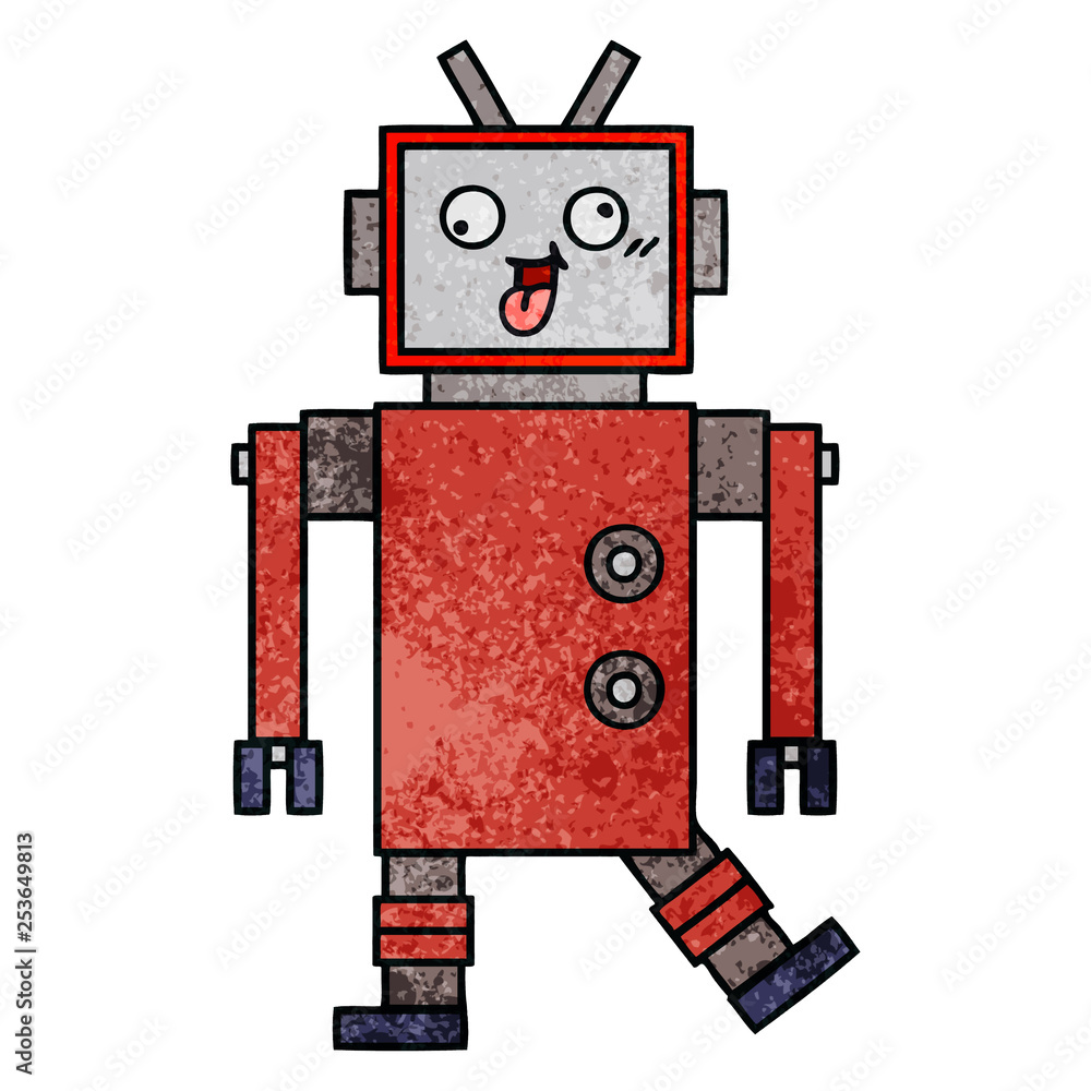 retro grunge texture cartoon robot retro grunge texture cartoon robot