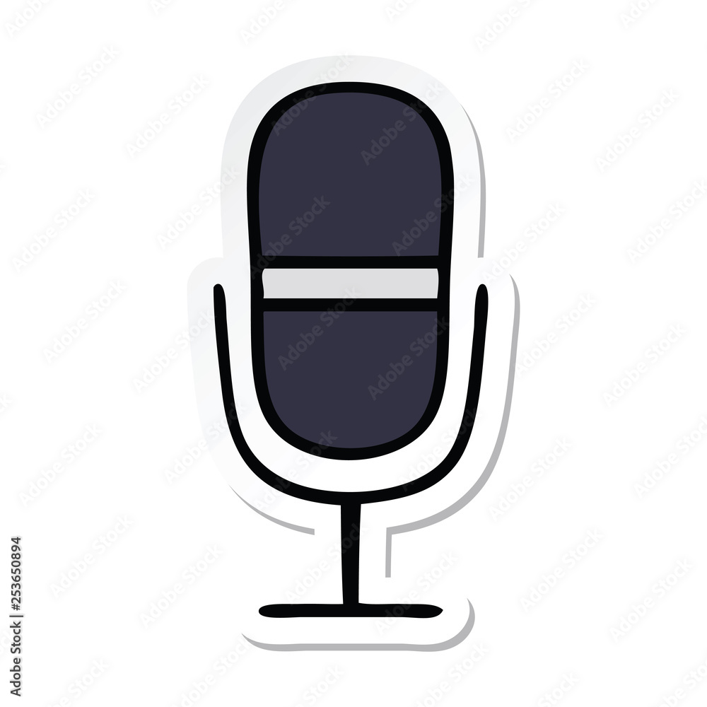 sticker of a cute cartoon radio microphone sticker of a cute cartoon radio microphone