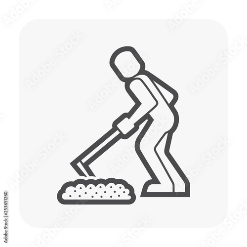 Concrete floor hard construction icon and tool