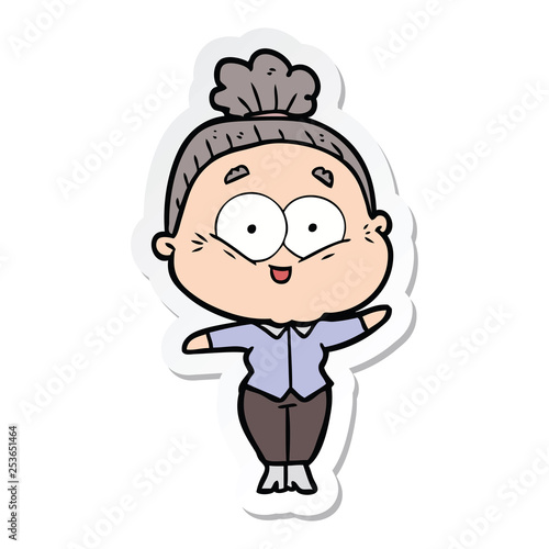 Wallpaper Mural sticker of a cartoon happy old woman Torontodigital.ca