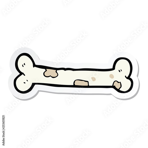 sticker of a cartoon bone