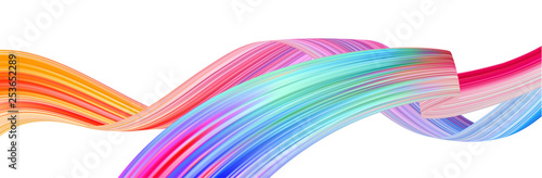 Colorful flow brush stroke. Ribbon isolated line.