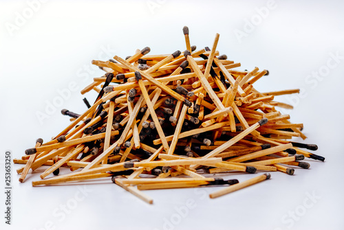 Pile of burnt match sticks