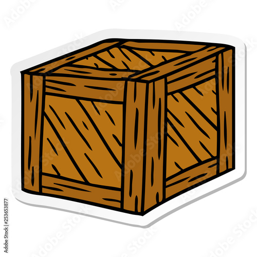sticker cartoon doodle of a wooden crate
