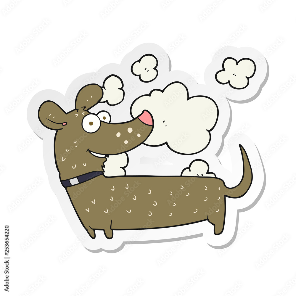 sticker of a cartoon happy dog sticker of a cartoon happy dog