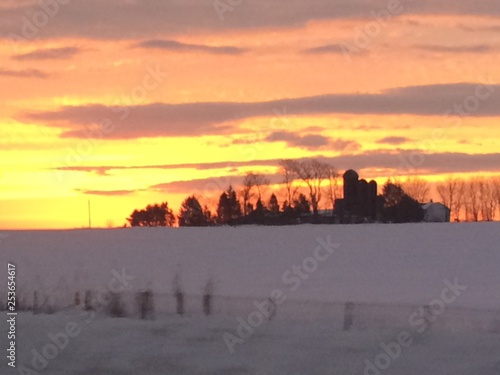 sunset on snow