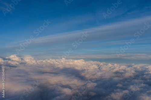 View from the sky, cloud, a plane flying in the sky © SkandaRamana