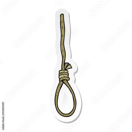 sticker of a cartoon hangmans noose