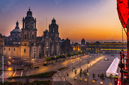 Metropolitan Cathedral Sunrise Zocalo Mexico City Mexico photo