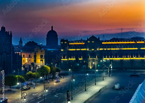 Zocalo Presidential National Palace Sunrise Mexico City Mexico