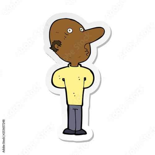 sticker of a cartoon balding man