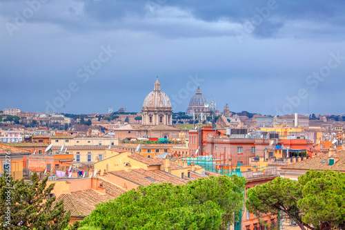  Rome architecture ,aerial view of roofs and cupola 