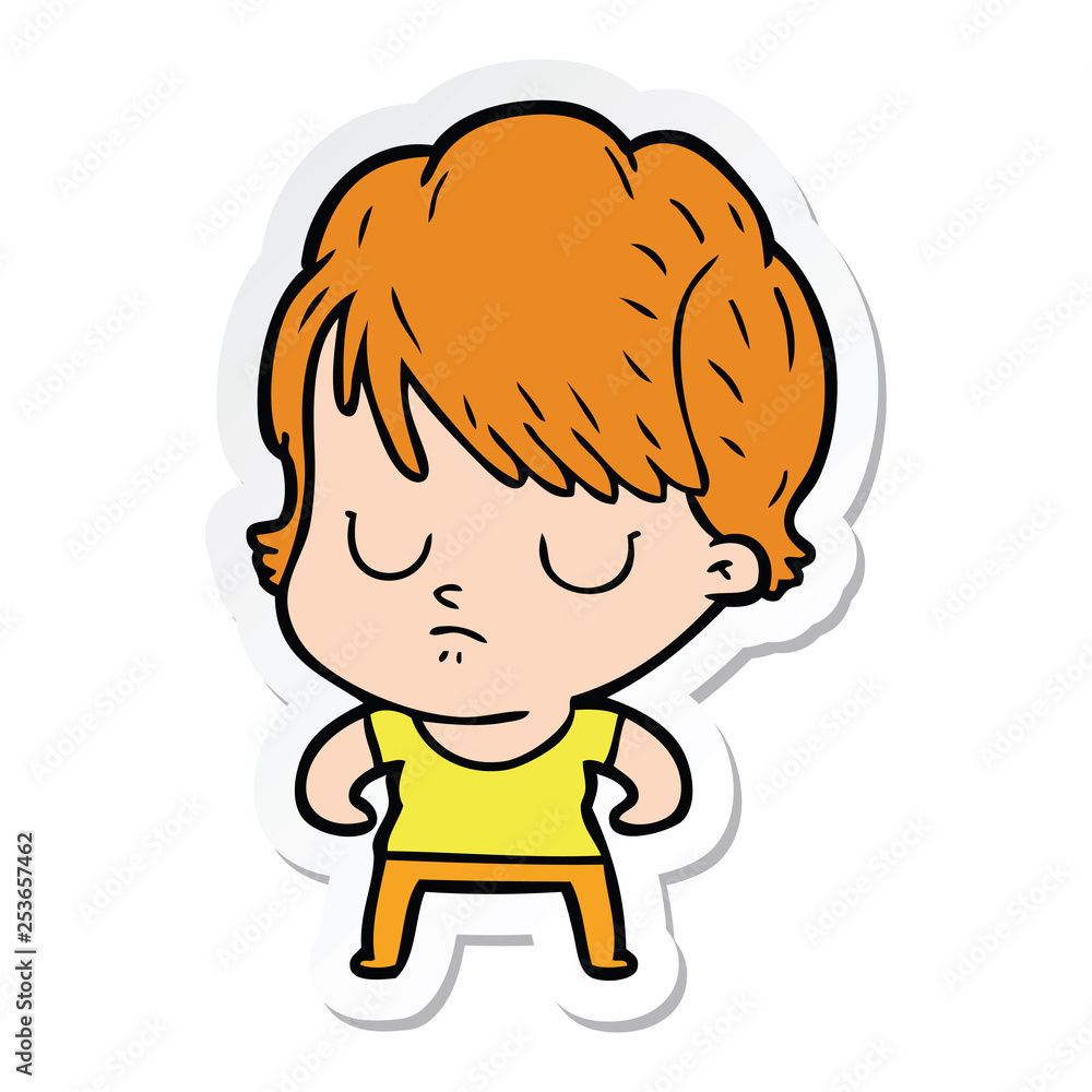 sticker of a cartoon woman sticker of a cartoon woman