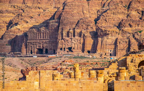 Silk, Corinthian and Palace tombs at petra, Jordan photo