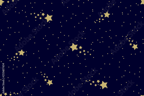 Seamless night sky pattern with shining stars and midnight blue background © Annette