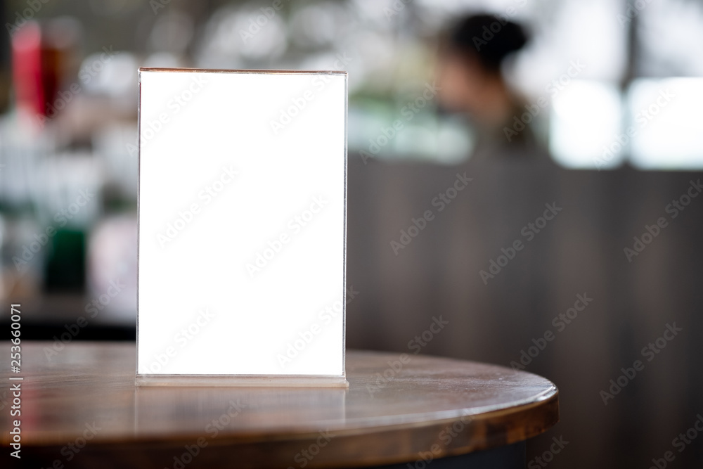 Stand Mock up Menu frame tent card blurred background design key visual layout Stand Mock up Menu frame tent card blurred background design key visual layout