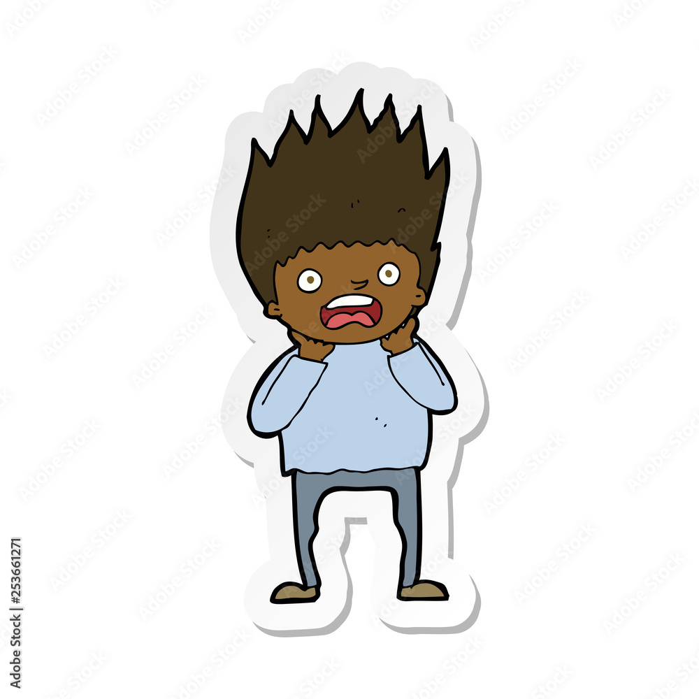 sticker of a cartoon man panicking sticker of a cartoon man panicking