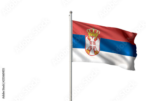 Serbia flag waving isolated white background 3D illustration