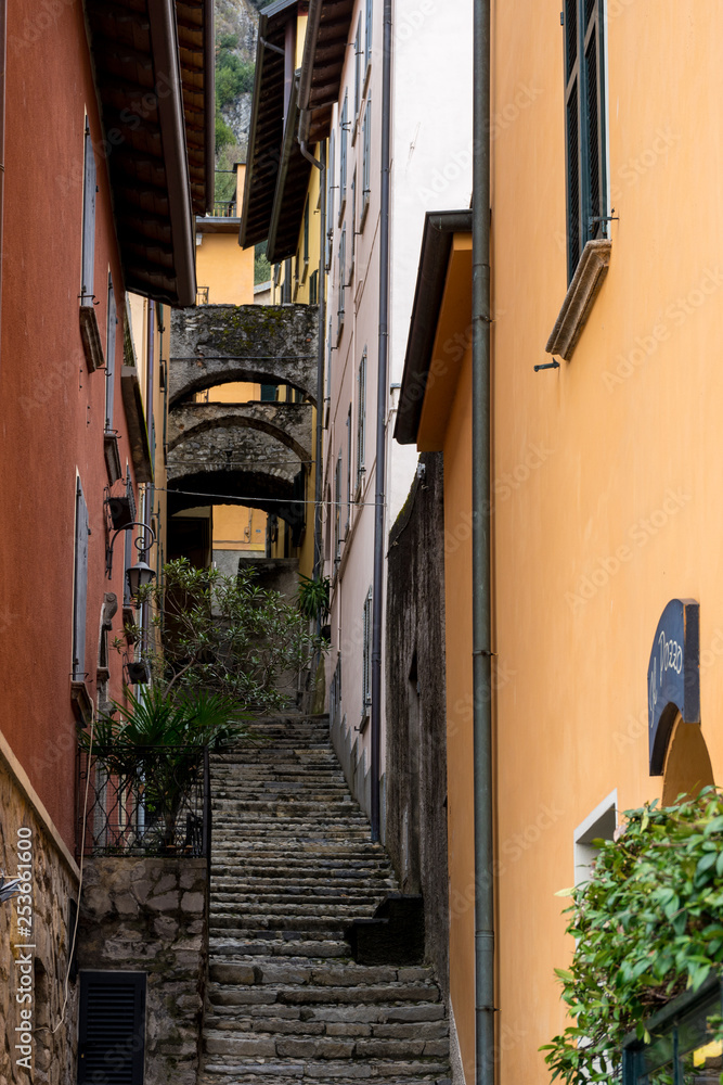 Italy, Varenna, Lake Como, a close up of a stone staircase