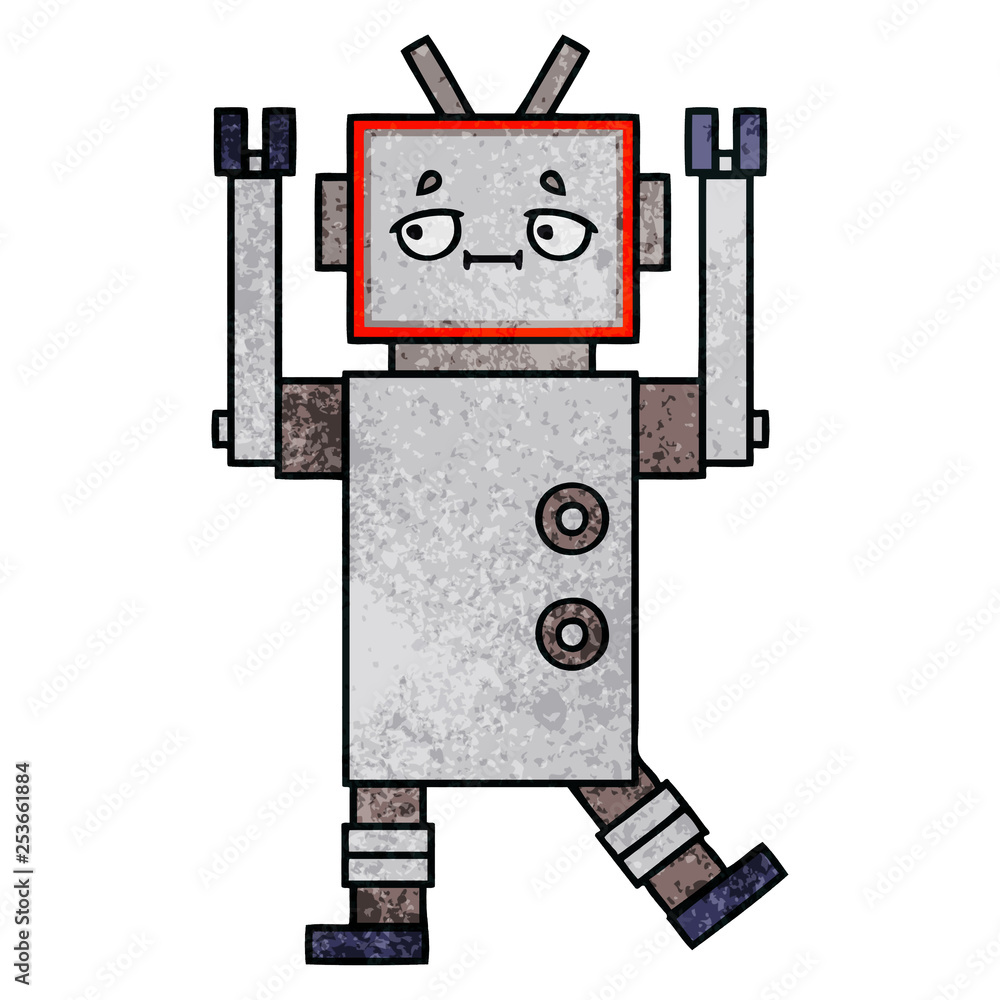 retro grunge texture cartoon robot retro grunge texture cartoon robot