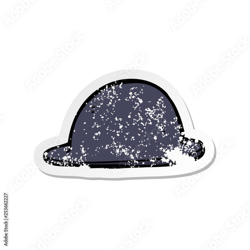 retro distressed sticker of a cartoon old bowler hat