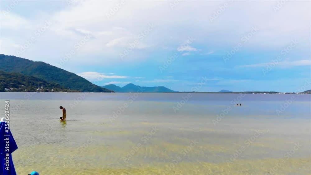 Taking off aerial view of a lake on the island of Florianopolis in Brazil Taking off aerial view of a lake on the island of Florianopolis in Brazil