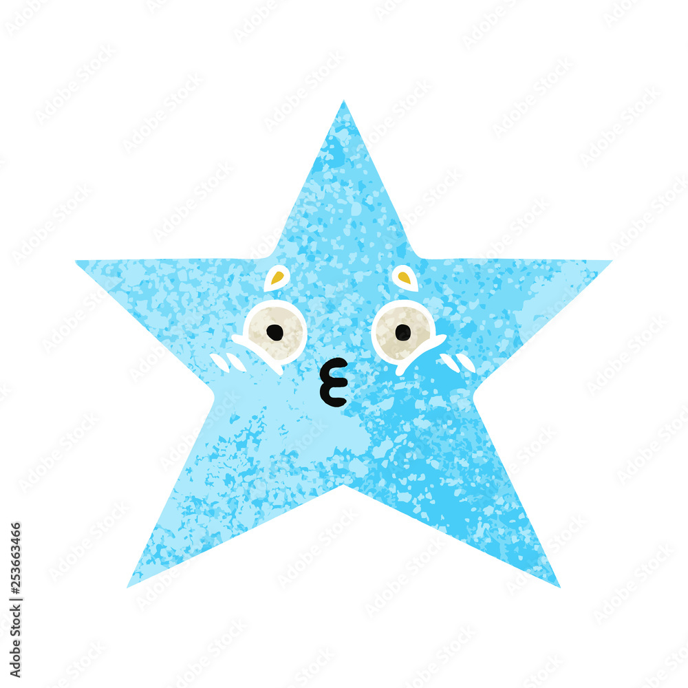 retro illustration style cartoon star fish retro illustration style cartoon star fish