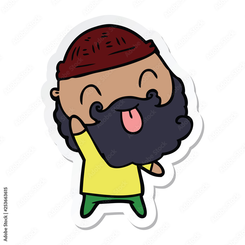 sticker of a man with beard sticking out tongue sticker of a man with beard sticking out tongue