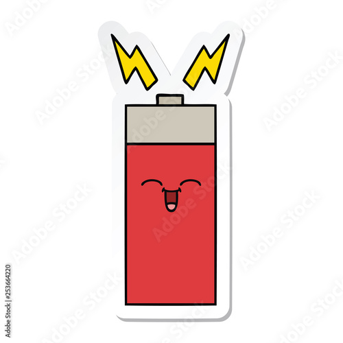 sticker of a cute cartoon battery