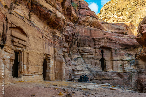 Lion tomb in Petra, Jordan photo