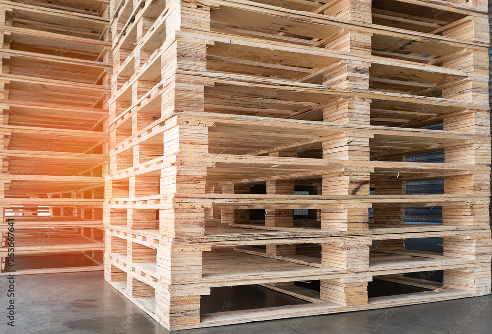 stack of wooden pallets for industrial and logistics. stack of wooden pallets for industrial and logistics.