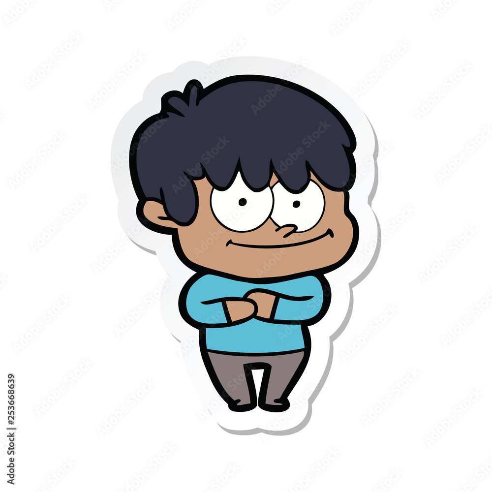 sticker of a happy cartoon man sticker of a happy cartoon man
