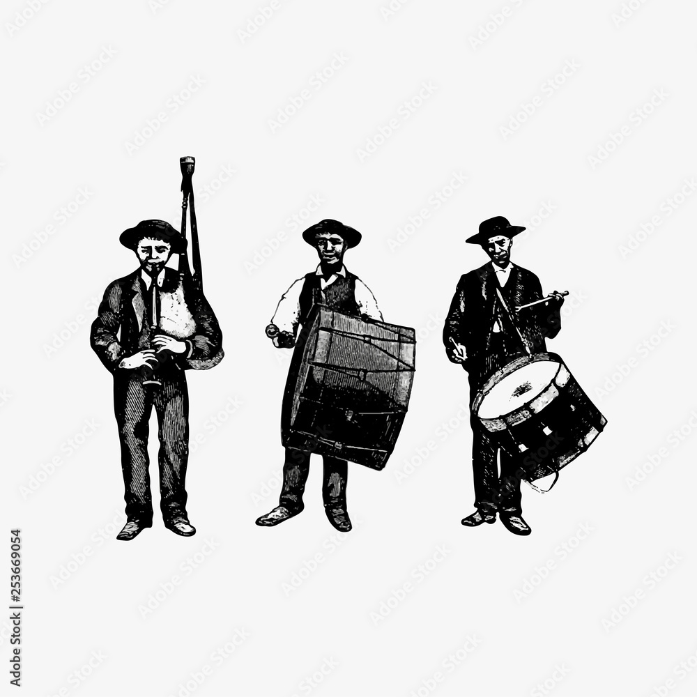 Marching band vintage drawing Stock Vector Adobe Stock