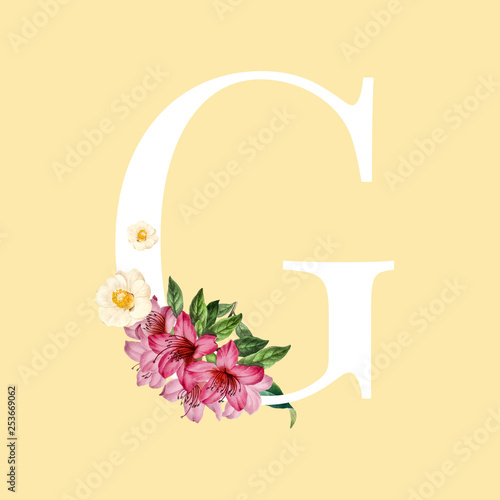 Floral styled letter G typography