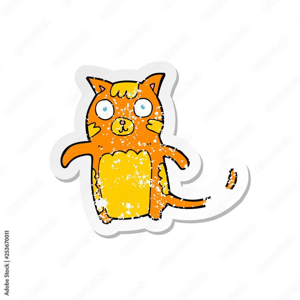 retro distressed sticker of a cartoon cat retro distressed sticker of a cartoon cat