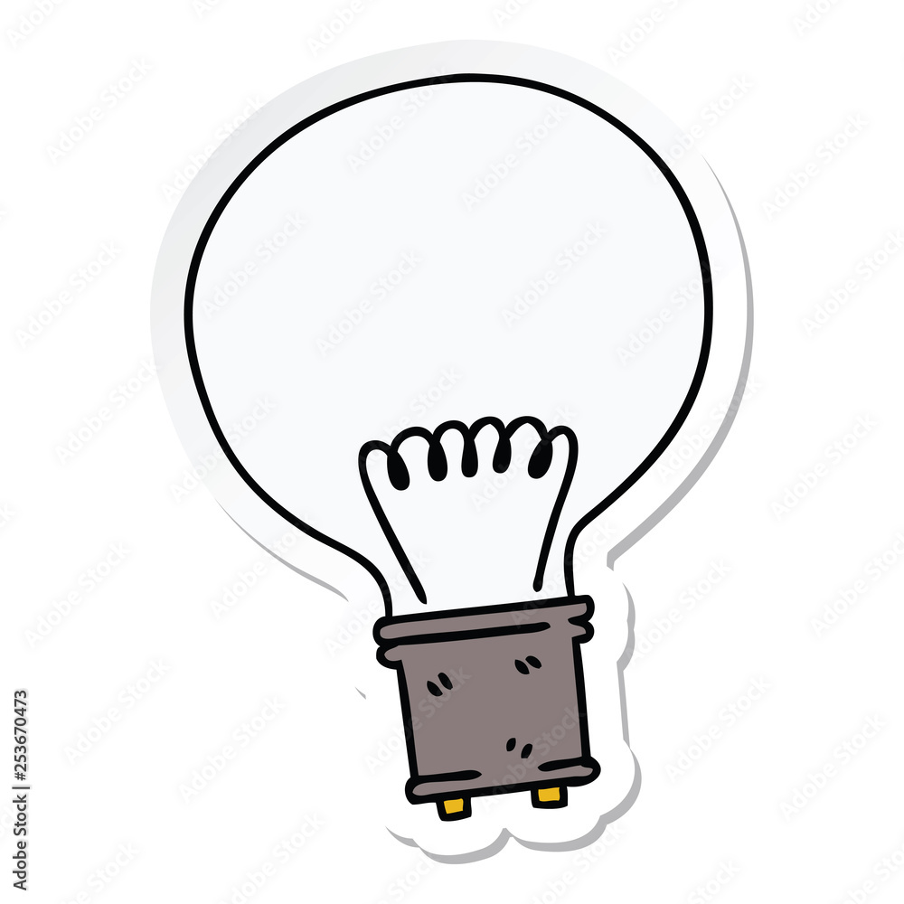sticker of a quirky hand drawn cartoon light bulb sticker of a quirky hand drawn cartoon light bulb
