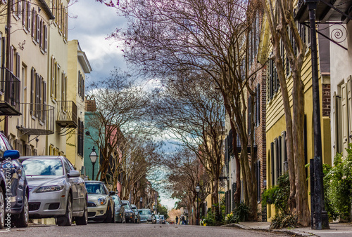 Colorful residential city street