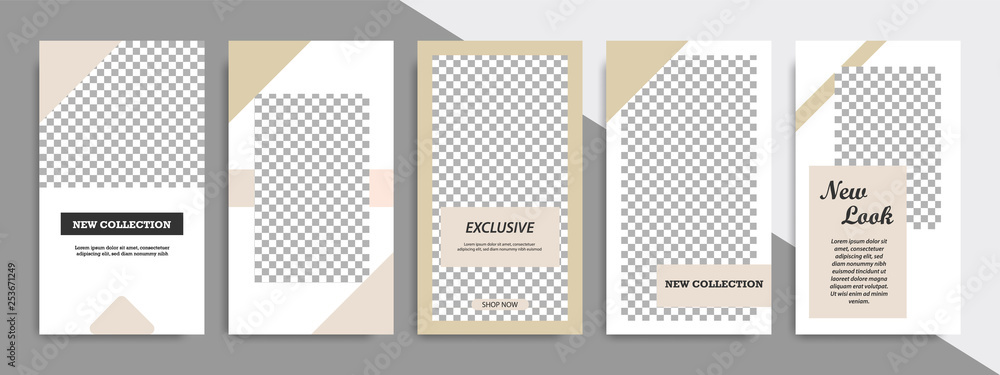 Modern minimal square shape template in soft satin brown color with frame. Corporate advertising template for social media stories, story, business banner, flyer, brochure in white background.