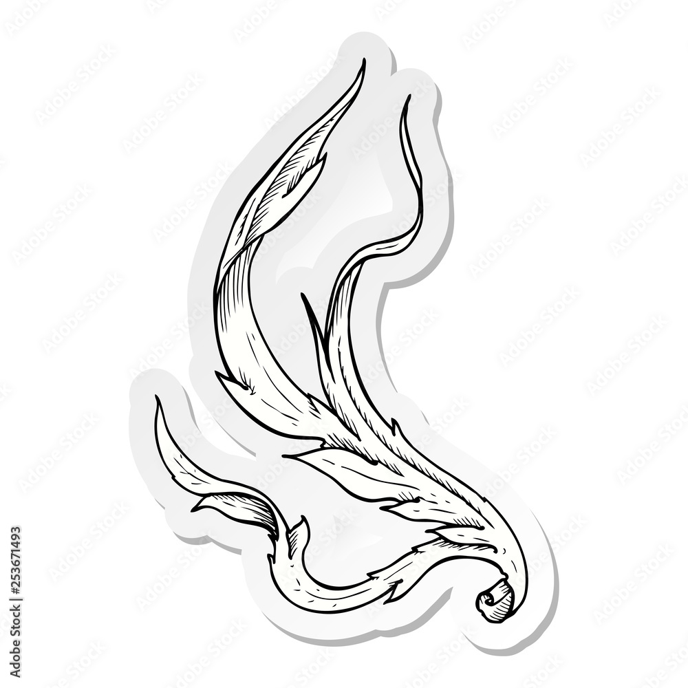 sticker of a traditional hand drawn floral swirl sticker of a traditional hand drawn floral swirl