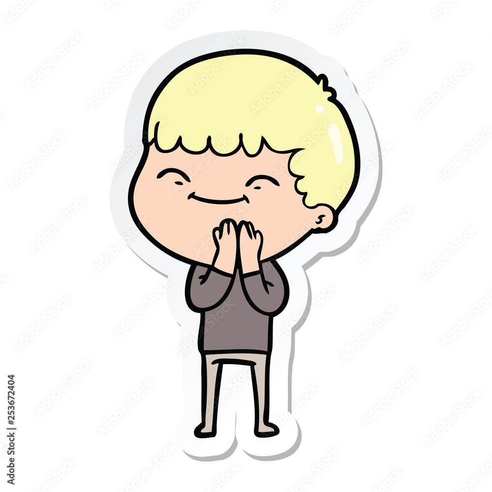 sticker of a cartoon happy boy sticker of a cartoon happy boy