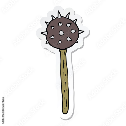 sticker of a cartoon medieval mace