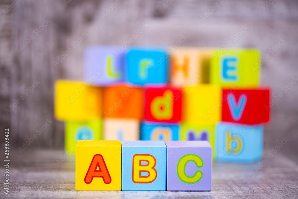 Colorful wooden alphabet; a, b, c write. Education concept photo. Colorful wooden alphabet; a, b, c write. Education concept photo.