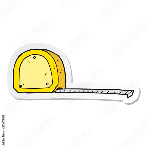 sticker of a cartoon measuring tape