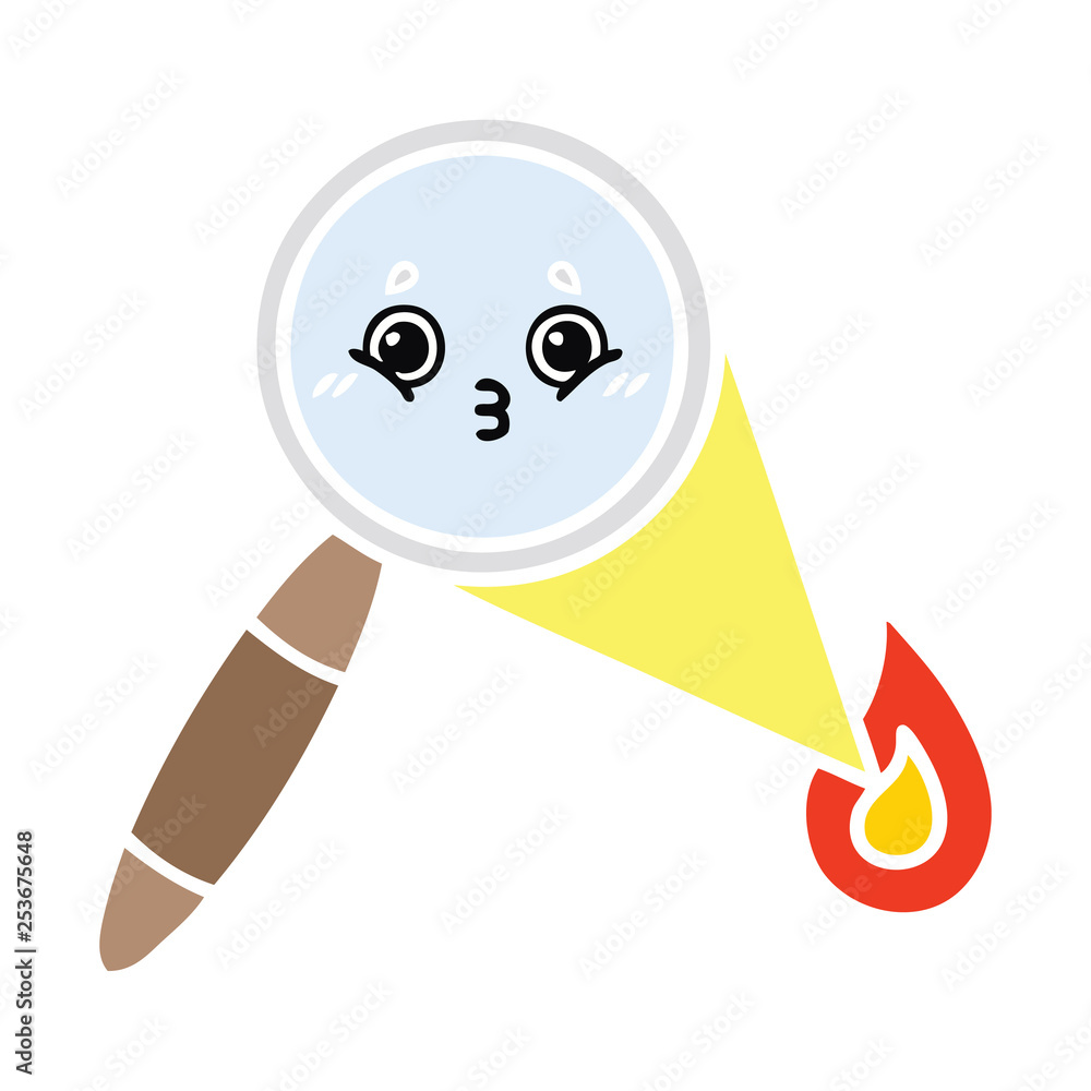 flat color retro cartoon magnifying glass