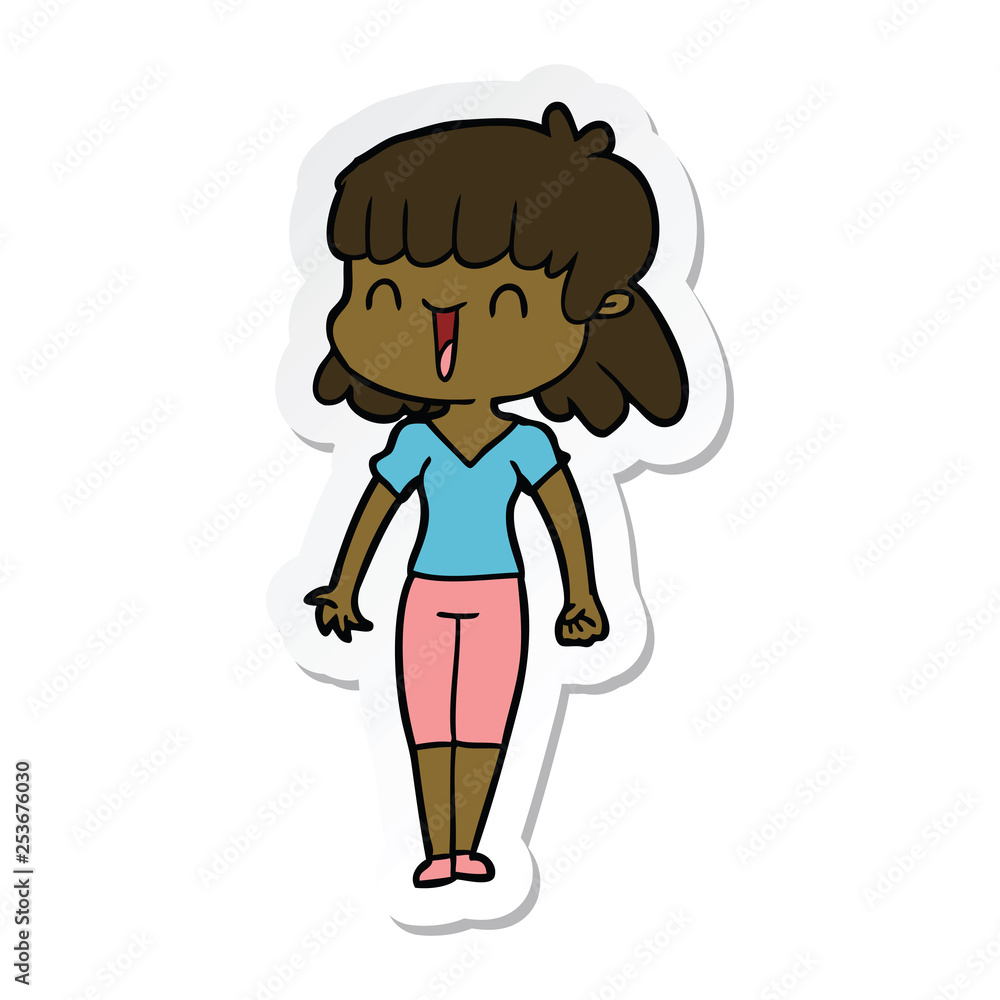 sticker of a cartoon woman