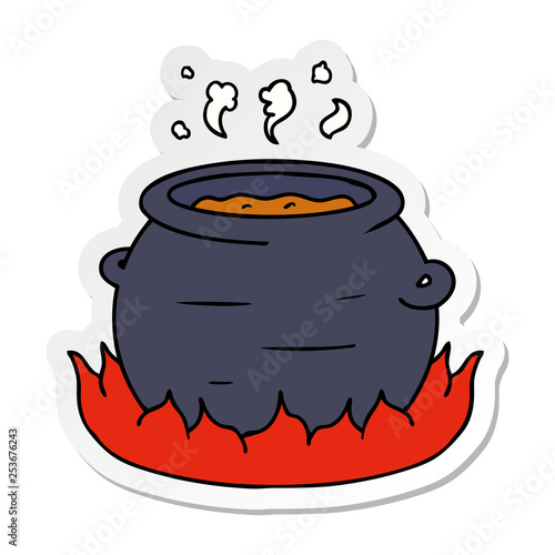 sticker cartoon doodle of a pot of stew