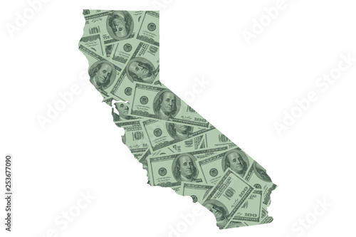 California State Map and Money, Hundred Dollar Bills